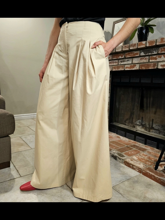 TWP Pants - TWP Drew Pleated Ultra Wide-Leg High-Waist Cream Pants Relaxed Sophistication